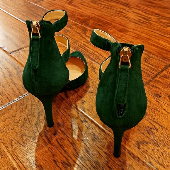 Nine West Green Suede Strappy Heels • Size 7M • Pointed Toe - Picture 5 of 7